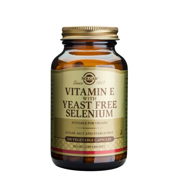 Solgar Vitamin E with Yeast Free Selenium, 100 Φυτικές Κάψουλες