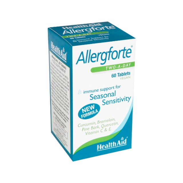 Health Aid Allergforte Συμπλήρωμα Διατροφής με Βιταμίνες, Βιοφλαβονοειδή & Φυτικά Εκχυλίσματα για Καταπολέμηση των Εποχιακών Αλλεργιών, 60 Ταμπλέτες