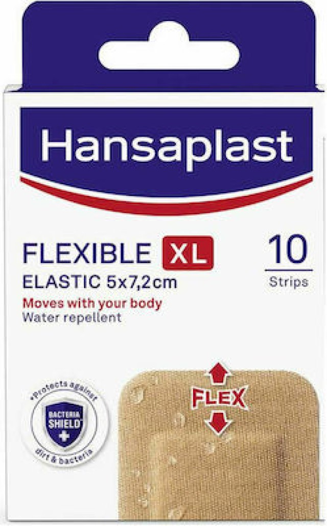 Hansaplast Flexible XL Strips Ελαστικά Επιθέματα, 5x7,2cm, 10 τεμάχια
