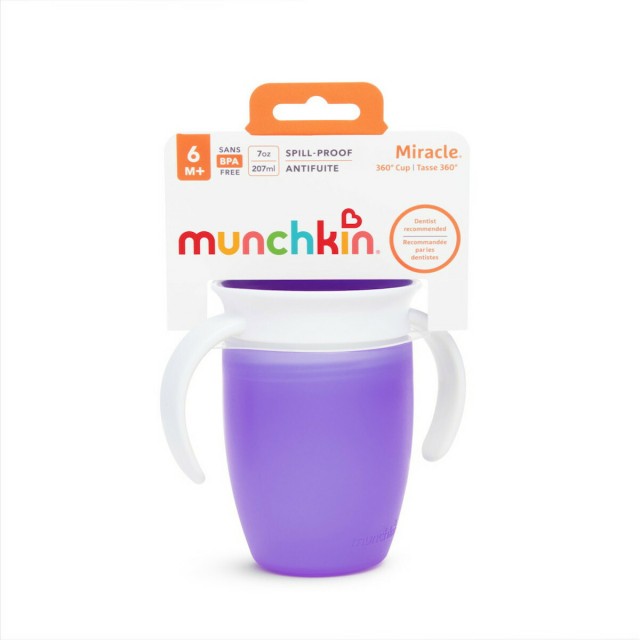 Munchkin Παιδικό Ποτηράκι Miracle 360° από Πλαστικό Μωβ 207ml για 6m+ 1 Τεμάχιο