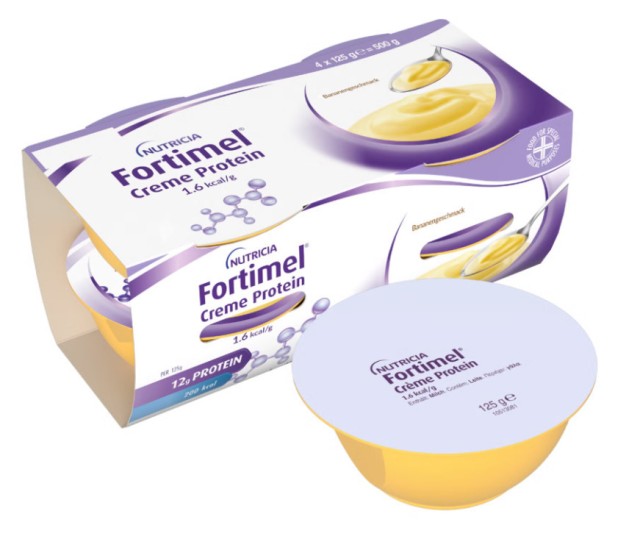 Nutricia Fortimel Creme Protein 1.6Kcal Banane Συμπλήρωμα Διατροφής για τη Διαιτητική Διαχείριση της Δυσθρεψίας Μπανάνα, 4x125gr