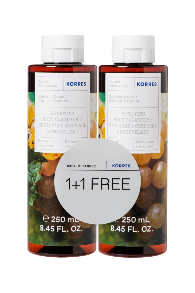 Korres Renewing Santorini Grape Αφρόλουτρο, 2x250ml