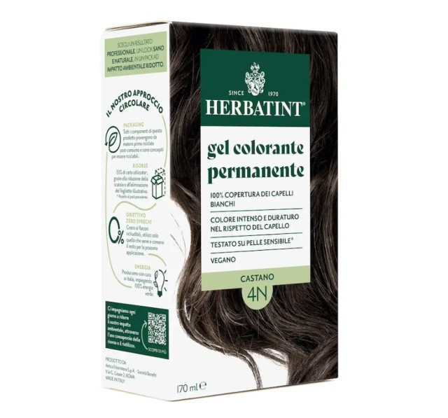 Herbatint Permanent Haircolour Gel Βαφή Μαλλιών Χωρίς Αμμωνία 4N Κα...