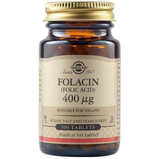Solgar Folacin Φολικό Οξύ 400μg, 100 Ταμπλέτες