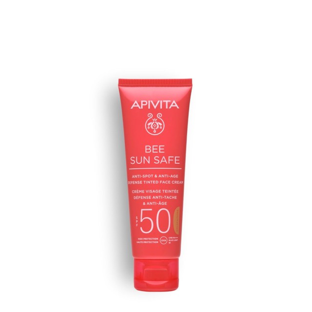 Apivita Bee Sun Safe Αντηλιακή Κρέμα Προσώπου Κατά των Πανάδων και των Ρυτίδων με Χρώμα Golden SPF50, 50ml