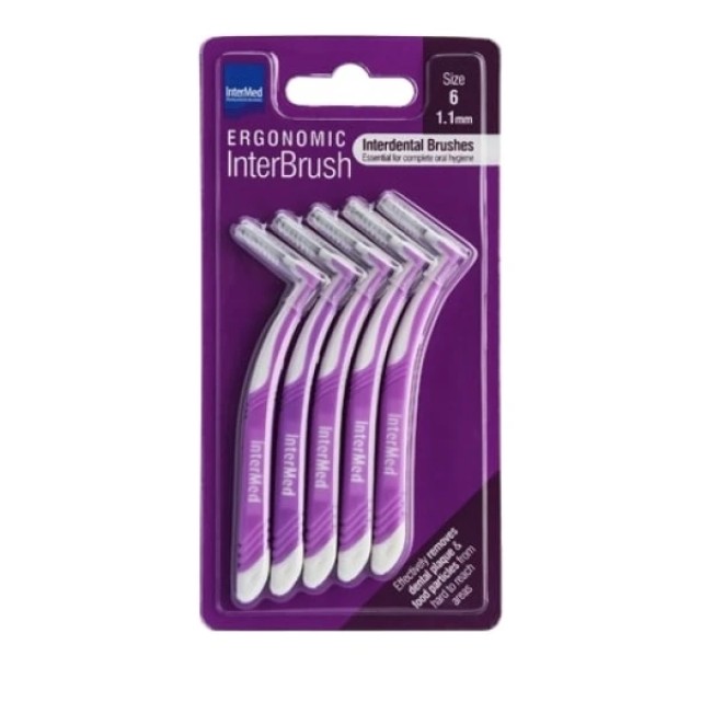 Intermed Ergonomic Interbrush Μεσοδόντια Βουρτσάκια Μωβ Size 6 - 1.1mm, 5τμχ
