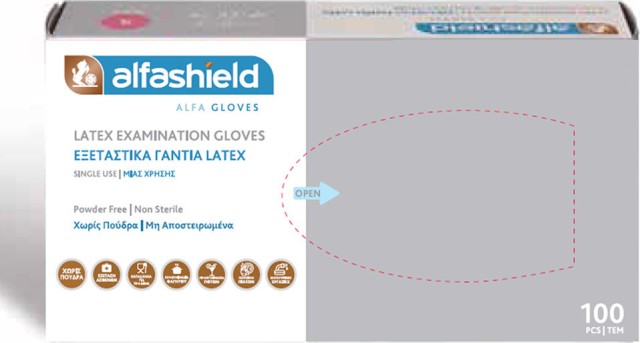 Alfashield Karabinis Medical Gloves Γάντια Λάτεξ Χωρίς Πούδρα σε Λευκό Χρώμα ΧLARGE 100τμχ