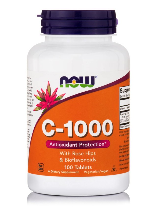 Now Vitamin C-1000 Sustained Release with Rose hips, 100 Ταμπλέτες