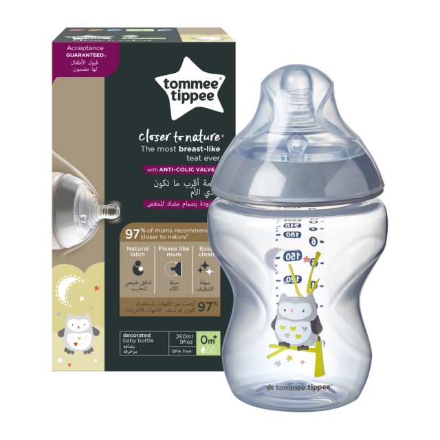 Tommee Tippee Scan Μπιμπερό Advanced Anti-Colic Μέτριας Ροής 0m+ για ένα πιο Ανώδυνο Στάδιο Κολικών, 340ml