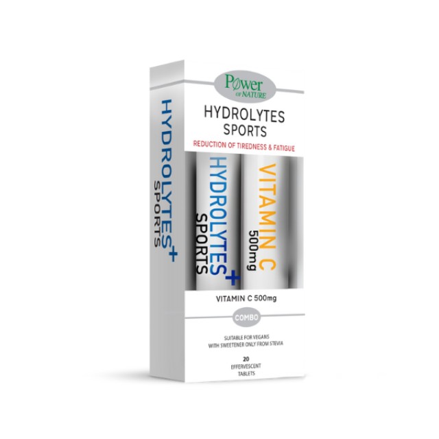 PowerOf Nature PROMO Hydrolytes Sports Stevia Ηλεκτρολύτες - ΔΩΡΟ Vitamin C 500mg 20+20 Αναβράζοντα Δισκία