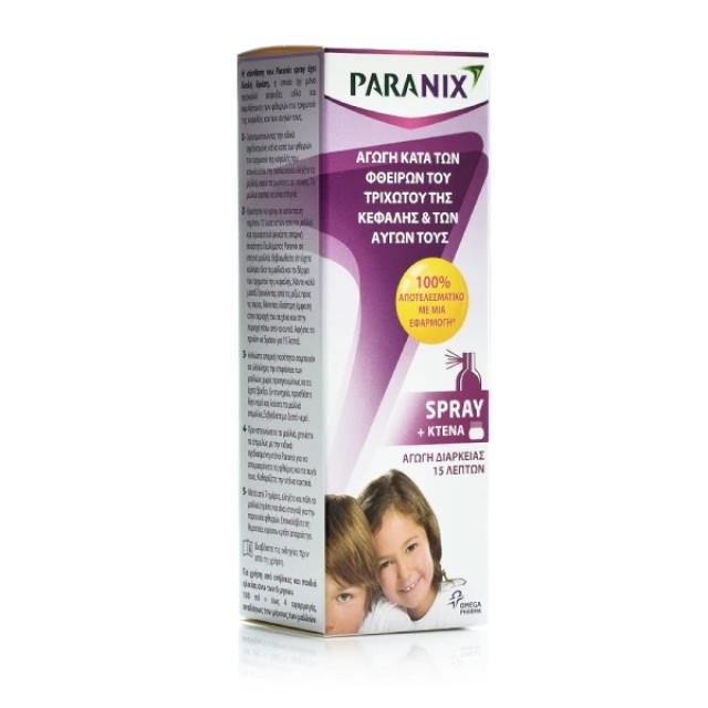 Paranix Spray Aγωγή σε Σπρέι κατά των Φθειρών + Χτένα, 100ml