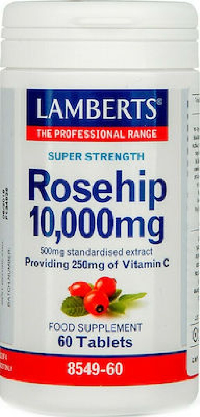 Lamberts Rosehip 10000mg Εκχύλισμα Καρπών Αγριοτριανταφυλλιάς, 60 Ταμπλέτες