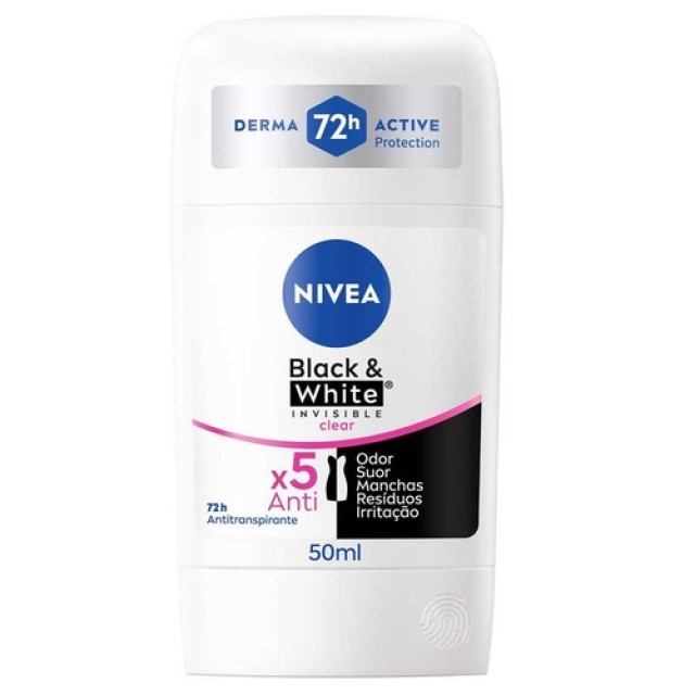 Nivea Black & White Invisible Deodorant Stick 72h Γυναικείο Αποσμητ...