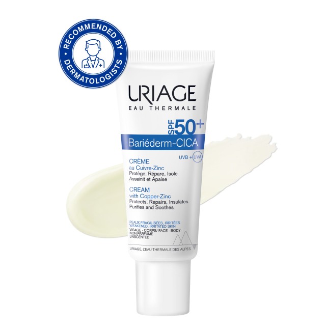 Uriage Bariederm SPF50+ Cica-Cream with Cu-Zn Αναπλαστική κρέμα, 40ml