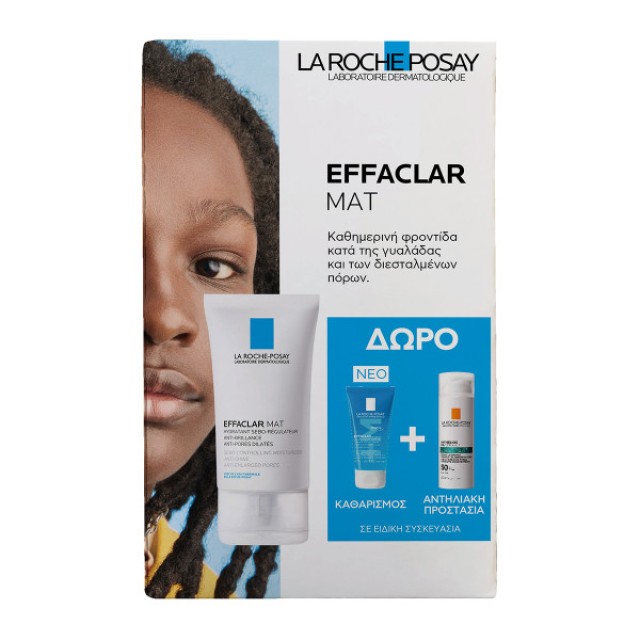 La Roche-Posay Effaclar MAT Καθημερινή Φροντίδα Κατά Της Γυαλάδας Και Των Διεσταλμένων Πόρων Με ΔΩΡΟ Effaclar Gel 50ml & Anthelios Oil Correct SPF50+ 3ml, 1 Σετ