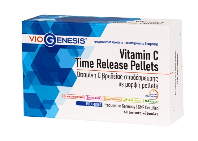 Viogenesis Vitamin C Time Release Pellets Βιταμίνη C Βραδείας Αποδέσμευσης, 60 Φυτικές Κάψουλες
