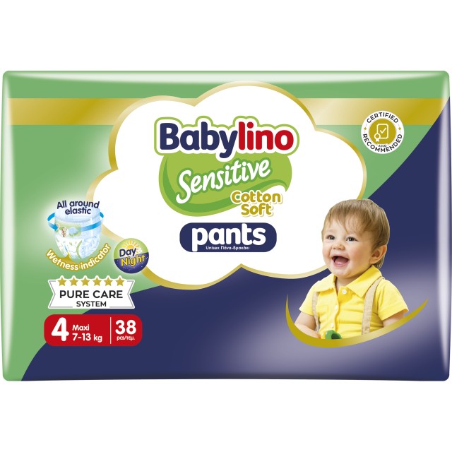 Babylino Sensitive Pants Cotton Soft Unisex No4 Maxi 7-13kg Πάνες Βρακάκι, 38τμχ