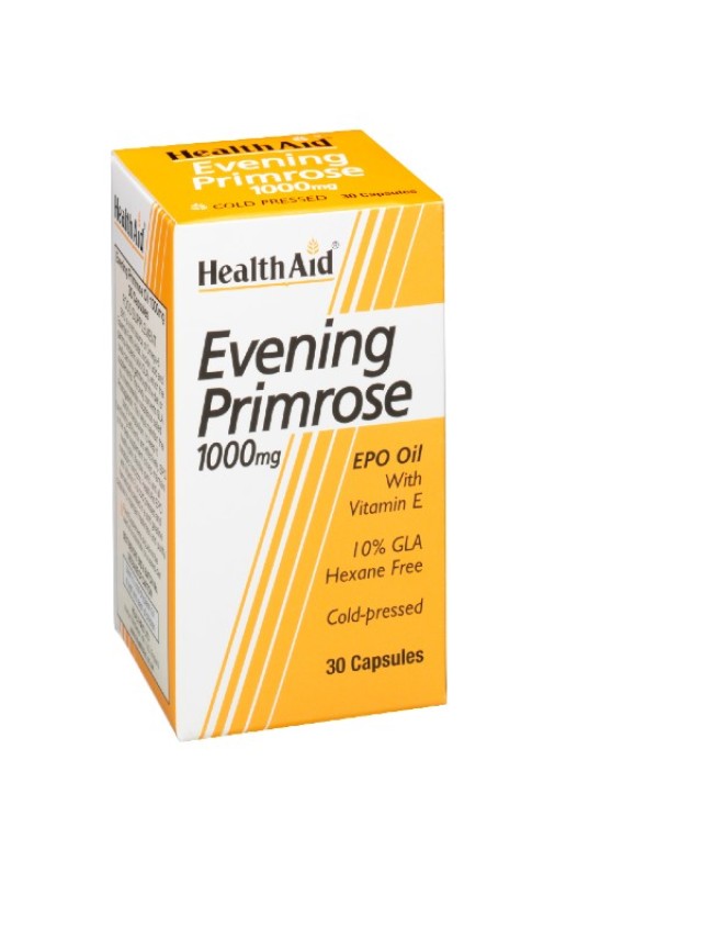 Health Aid Evening Primrose Oil 1000mg + Vitamin E Συμπλήρωμα Διατροφής Για Γυναίκες Με Προεμμηνορροϊκό Σύνδρομο, 30 Κάψουλες