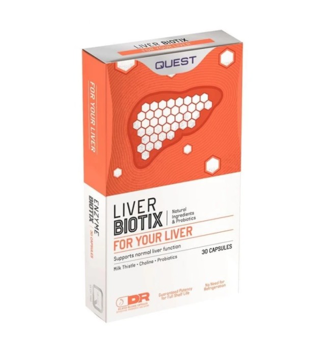 Quest Liver Biotix Εξειδικευμένη Φόρμουλα Για Το Συκώτι, 30 Κάψουλες