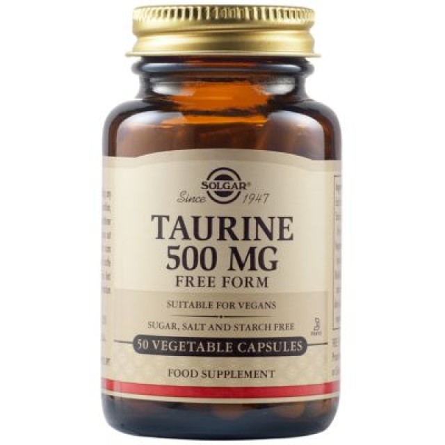 Solgar Taurine 500mg Ταυρίνη, 50 Φυτικές Κάψουλες