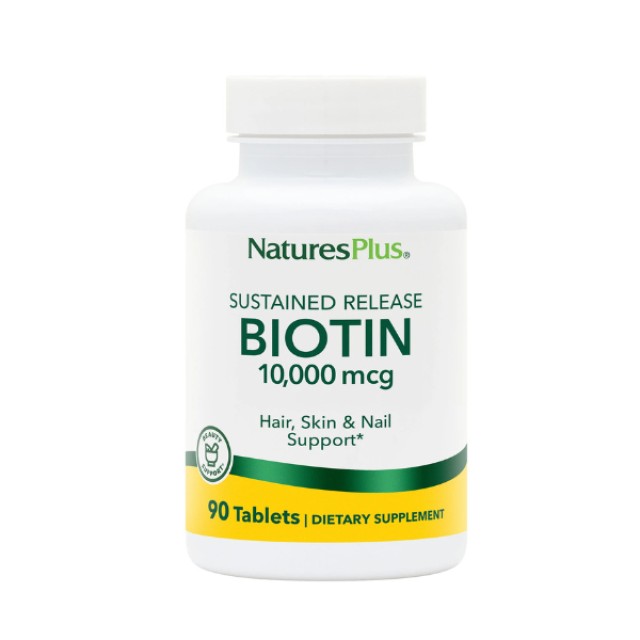 Natures Plus Biotin 10mg Συμπλήρωμα Διατροφής για Υγιή Μαλλιά, Νύχια και Δέρμα, 90tabs