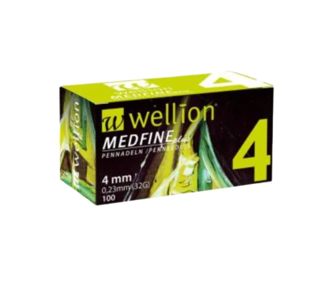 Wellion Medfine Plus Insulin Pen Needles 32G x 4mm 100 Pieces