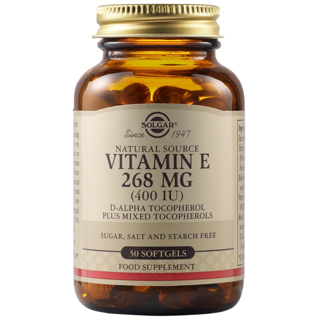 Solgar Vitamin E 268mg 400iu, 50 Μαλακές Κάψουλες