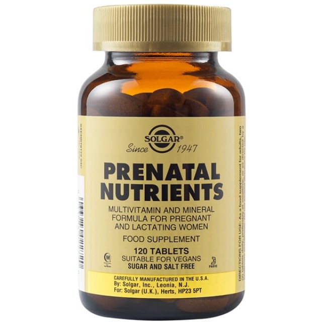Solgar Prenatal Nutrients Πολυβιταμίνες για Εγκύους και Θηλάζουσες Γυναίκες, 120 Ταμπλέτες