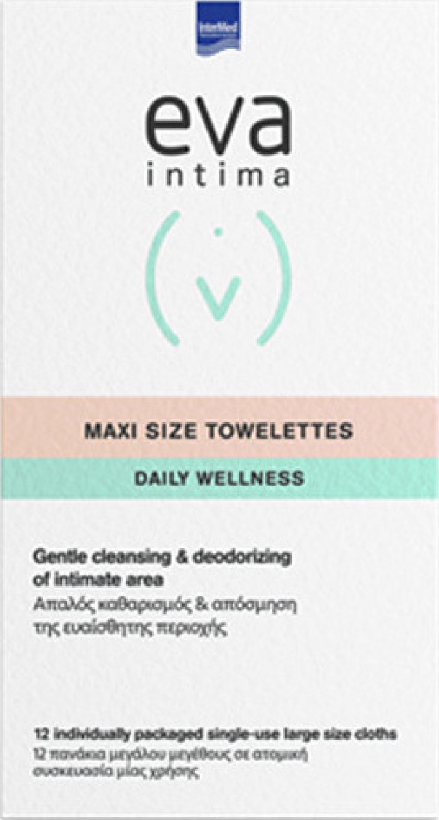 Eva Intima Fresh Clean Towelettes Μαντηλάκια Καθαρισμού Της Ευαίσθητης Περιοχής, 12 Τεμάχια Μεγάλου Μεγέθους