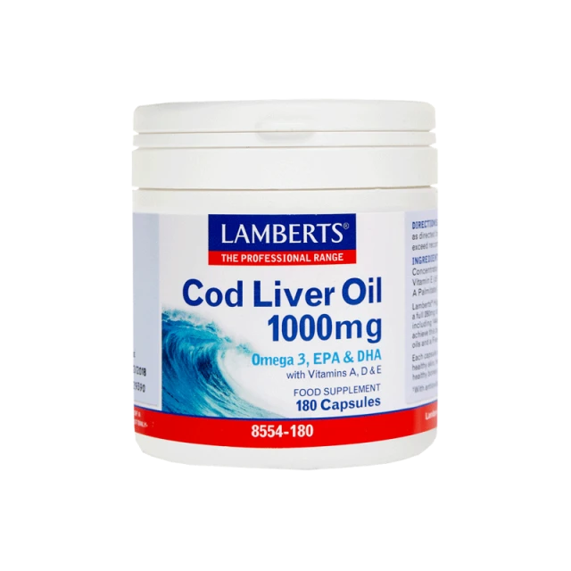 Lamberts Cod Liver Oil 1000mg Cod Liver Oil Omega 3, 180 Capsules