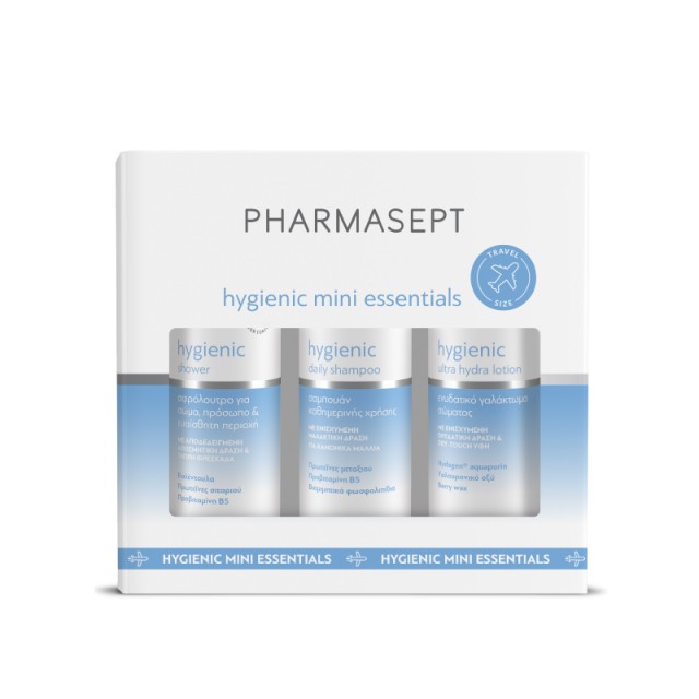 Pharmasept Hygienic Mini Essentials Σετ Περιποίησης με Hygienic Daily Shampoo Σαμπουάν 100ml + Hygienic Shower Αφρόλουτρο 100ml + Hygienic Ultra Hydra Lotion Λοσιόν Σώματος 80ml