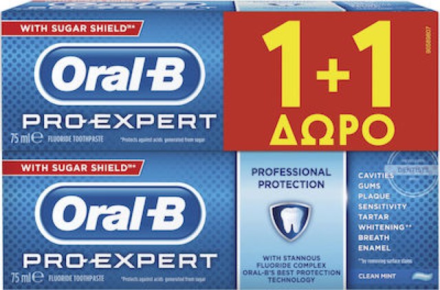 Oral-B Pro Expert Professional Protection Ολοκληρωμένη Προστασία Οδοντόκρεμα, 2 x 75ml