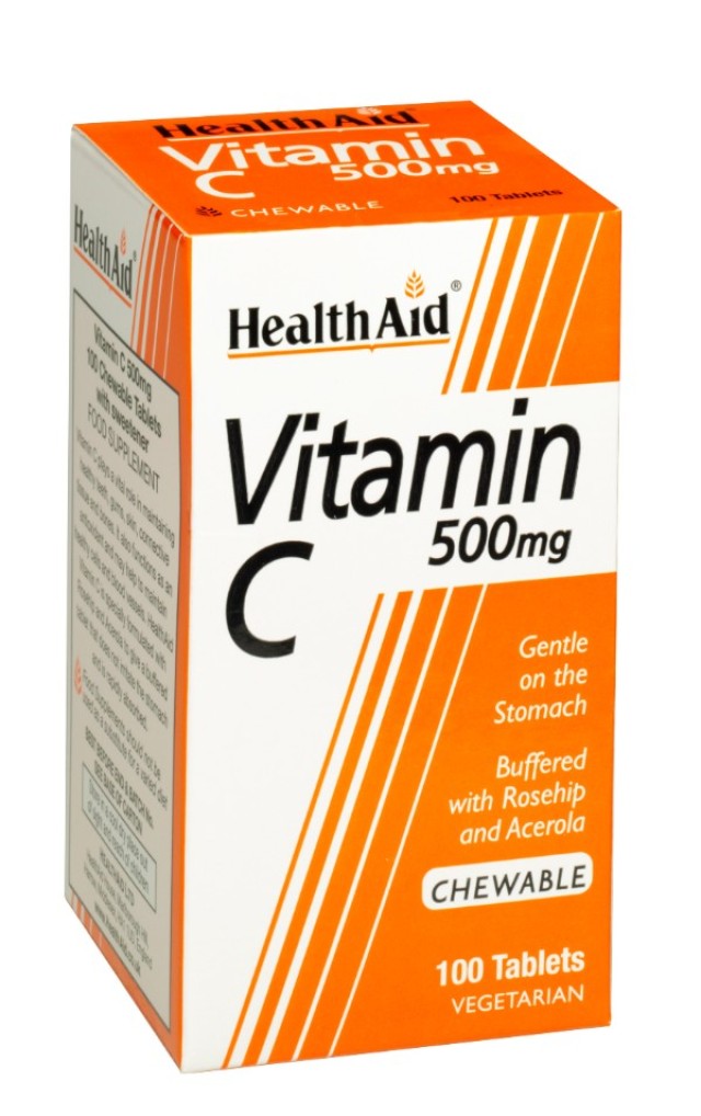Health Aid Vitamin C 500mg Chewable Συμπλήρωμα Διατροφής με Βιταμίνη C με Γεύση Πορτοκάλι, 100 Μασώμενες Ταμπλέτες