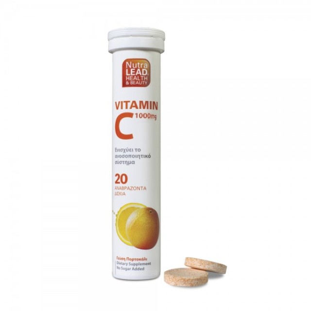 NutraLead Βιταμίνη C 1000mg Με Γεύση Πορτοκάλι, 20 Αναβράζοντα Δισκία