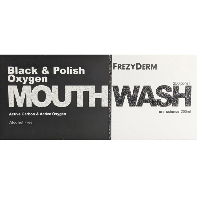 Frezyderm Black & Polish Oxygen Mouthwash Στοματικό Διάλυμα για Φυσική Λεύκανση, 250ml