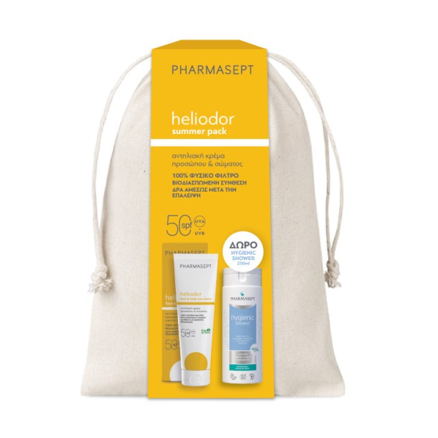 Pharmasept Promo Heliodor Face & Body Sun Cream SPF50 Αντηλιακή Κρέμα Προσώπου & Σώματος 150ml & Δώρο Hygienic Shower 250ml