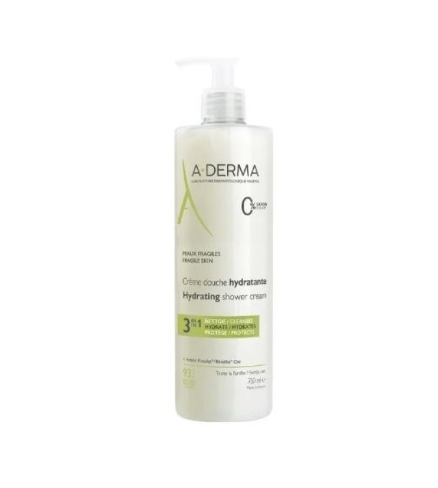 A-Derma Peaux Fragiles 3in1 Hydrating Shower Cream 3σε1 Ενυδατικό Κρεμώδες Αφρόλουτρο, 750ml