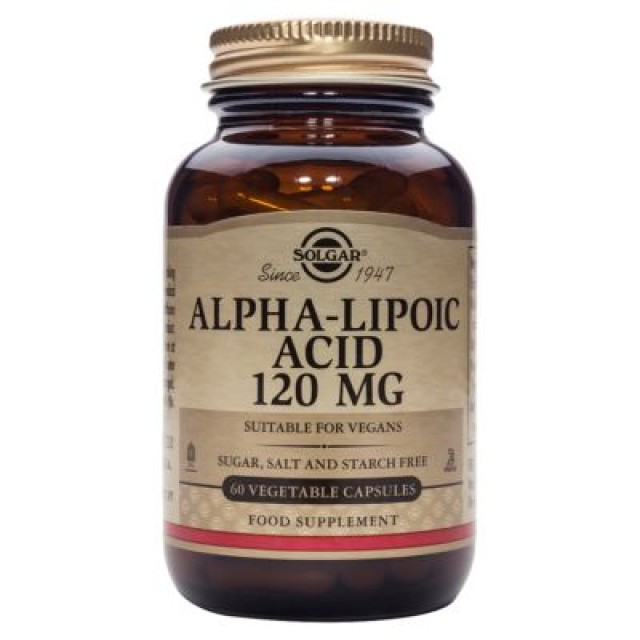 Solgar Alpha-Lipoic Acid 120mg Συμπλήρωμα Διατροφής Άλφα Λιποϊκου Οξέος, 60 Κάψουλες