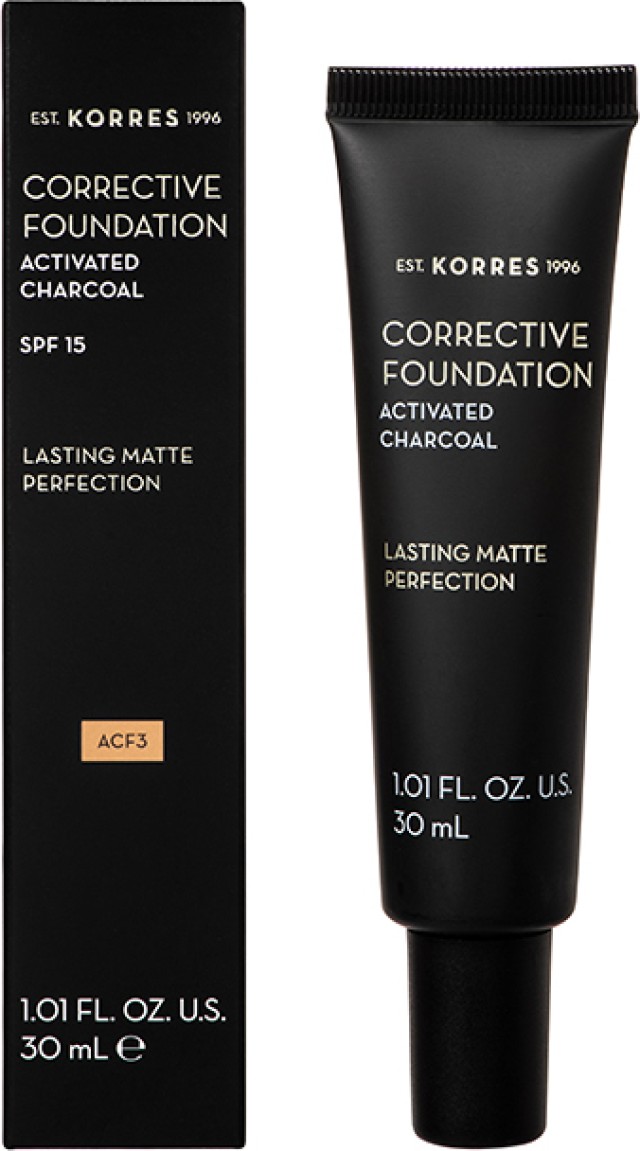 Korres Διορθωτικό Make-up για Μέτριες Ατέλειες με Ενεργό Άνθρακα ACF3, 30ml