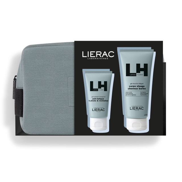 Lierac Homme Energizing Moisturizing Gel, 50 ml + Integral Shower Gel, 200 ml + νεσεσερ Εορταστικό Ανδρικό Σετ