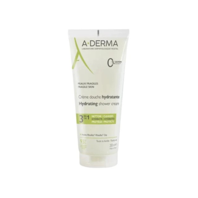 A-Derma Hydrating Shower Cream 3in1 Ενυδατικό Καθαριστικό για το Ευαίσθητο Δέρμα, 200ml