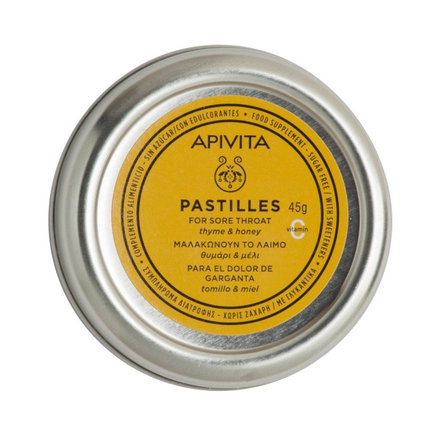 Apivita Pastilles Παστίλιες με Θυμάρι & Μέλι για τον Ερεθισμένο Λαιμό, 45gr