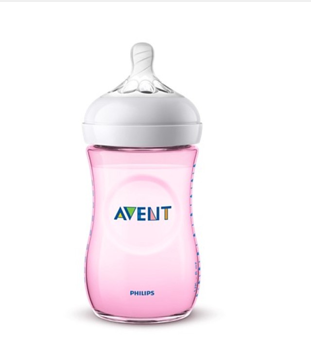 Avent Philips Natural Πλαστικό Μπιμπερό Ροζ 0-12m+ [SCF 034/17], 260ml