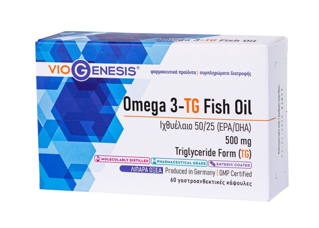 Viogenesis Omega 3-TG Fish Oil Ιχθυέλαιο 500mg, 60 Γαστροανθεκτικές Κάψουλες