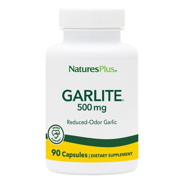 Natures Plus Natures Plus Garlite 500mg Άοσμο Σκόρδο για την Ενίσχυση Καρδιαγγειακού Συστήματος, 90 Φυτικές Κάψουλες