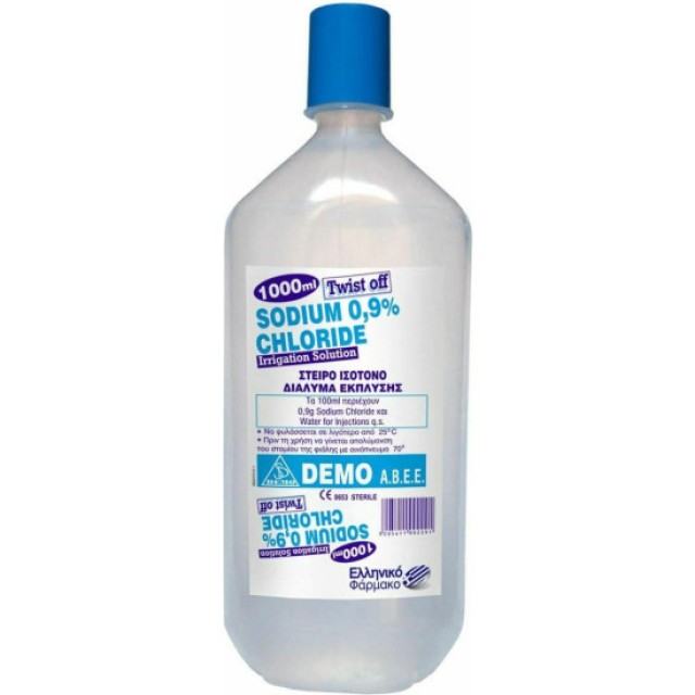 Demo Sodium 0.9% Chloride Στείρο Ισότονο Διάλυμα Έκπλυσης, 1000ml