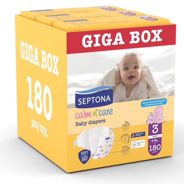 Septona Calm N Care Giga Box Πάνες Midi No3 (4-9kg), 180τμχ