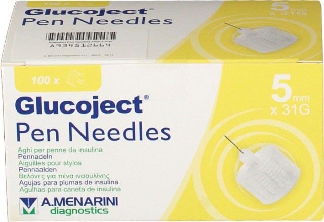 Glucoject Pen Needles 31G 5mm Βελόνες Ινσουλίνης, 100τμχ