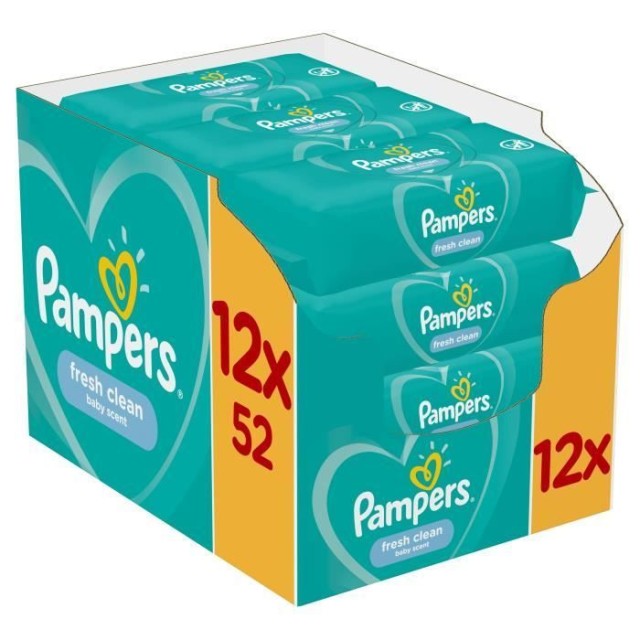 Pampers PROMO Baby Wipes Fresh Clean 12x52 Μωρομάντηλα