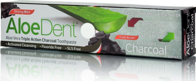 Optima Naturals AloeDent Triple Action Charcoal Τριπλή Δράση με Ενεργό Άνθρακα 100ml